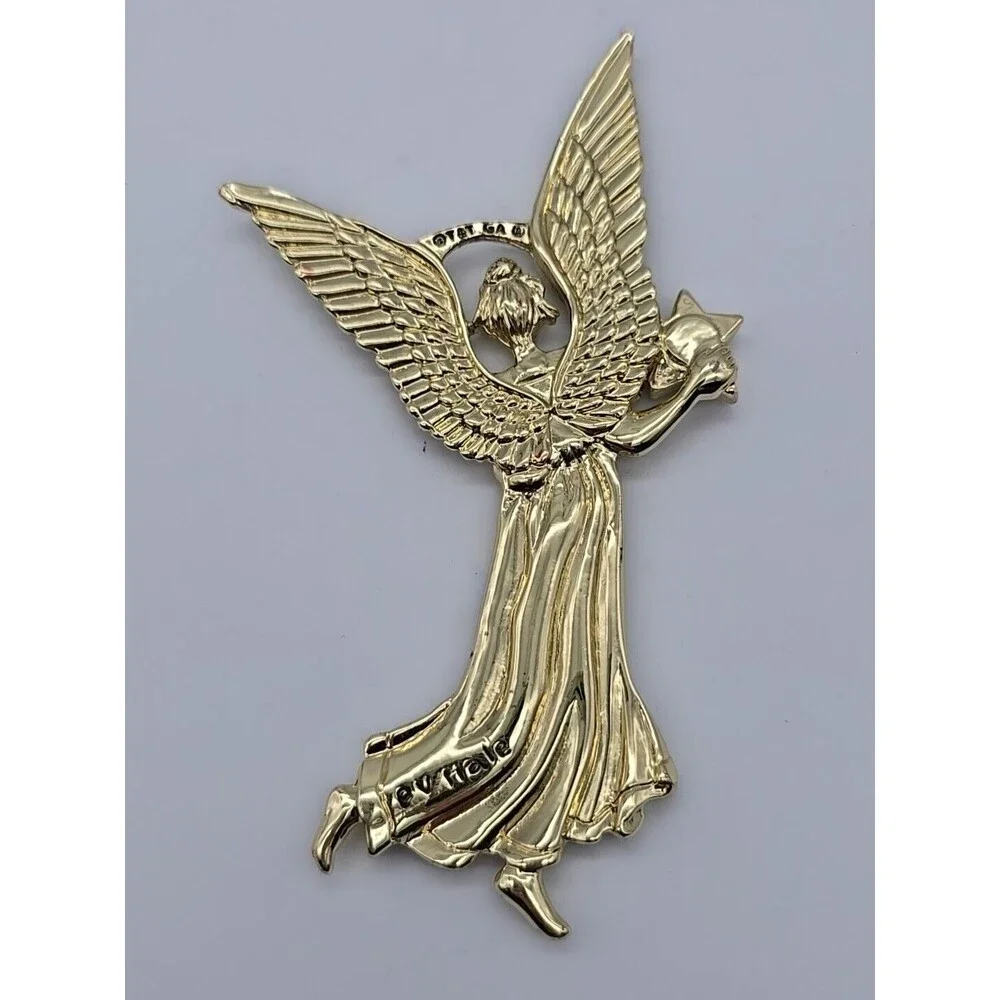 PV Hale T&T GA Guardian Angel Ornament Holding Star with Bling Stone Gold
